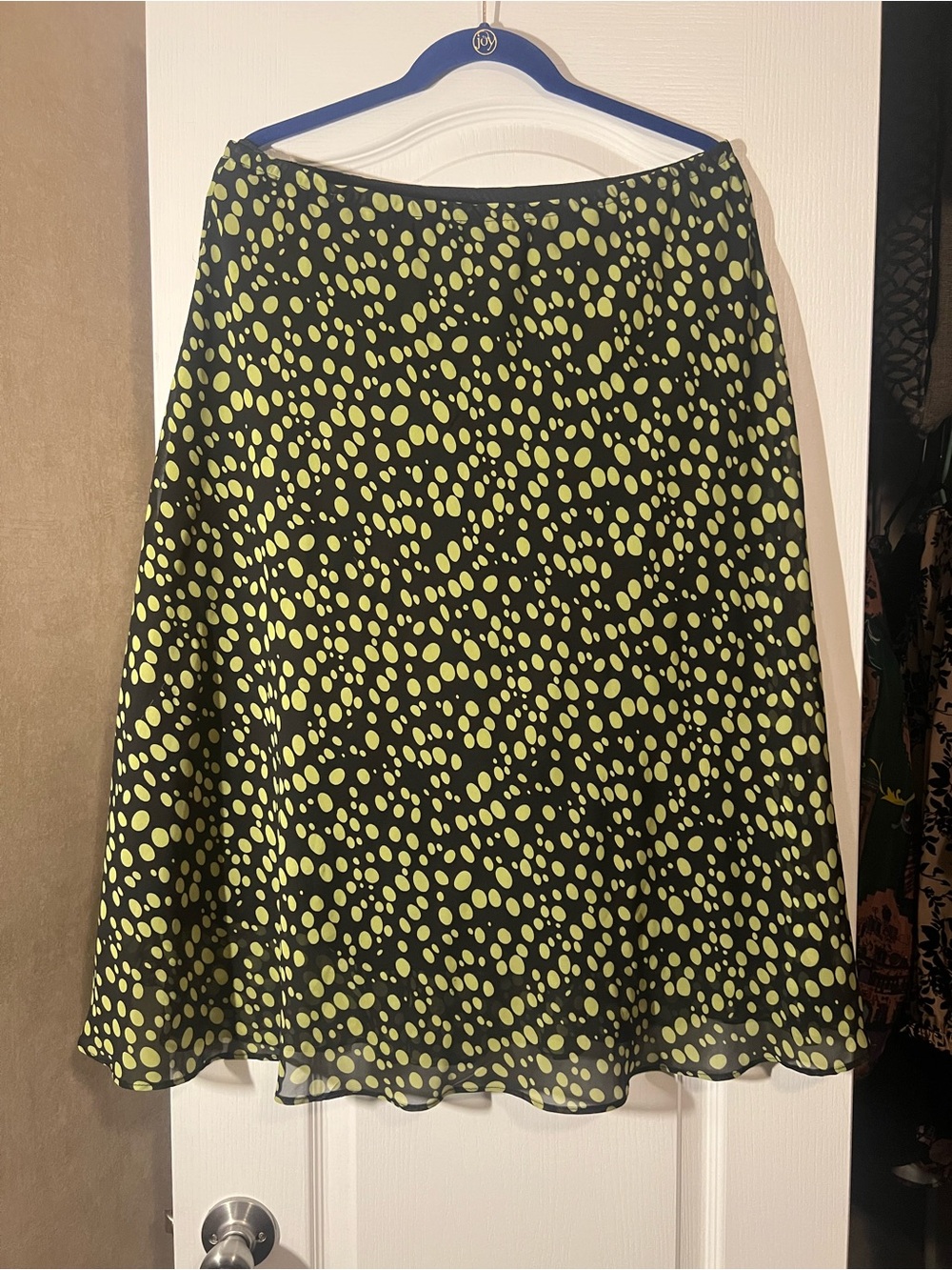 Black & Lime Polka Dot A-Line Skirt